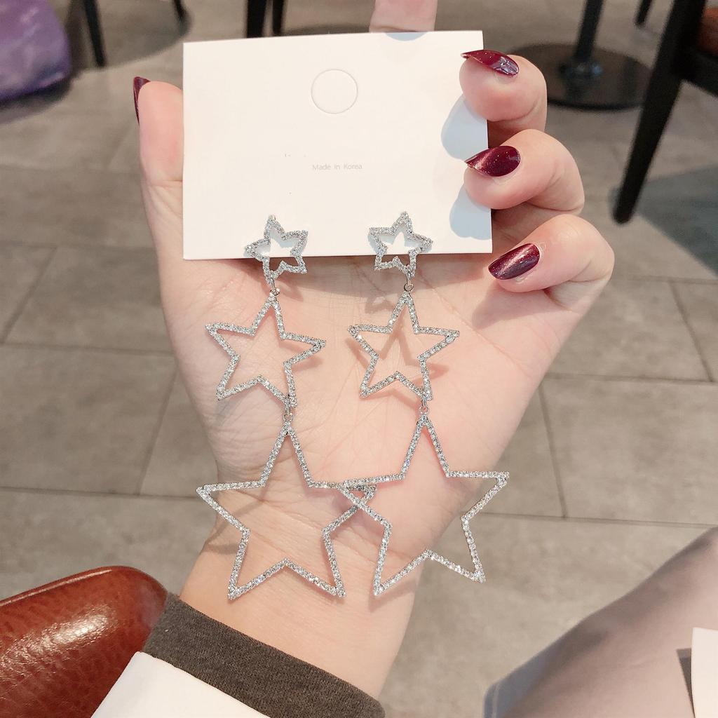 Silver Needle Korean-Style Exaggerated Star Earrings