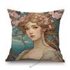 Mucha Style Floral Princess Girl Pink Purple Blue Pretty Flower Daughter Room Decoration Sofa Pillow Case Spring Cushion Cover