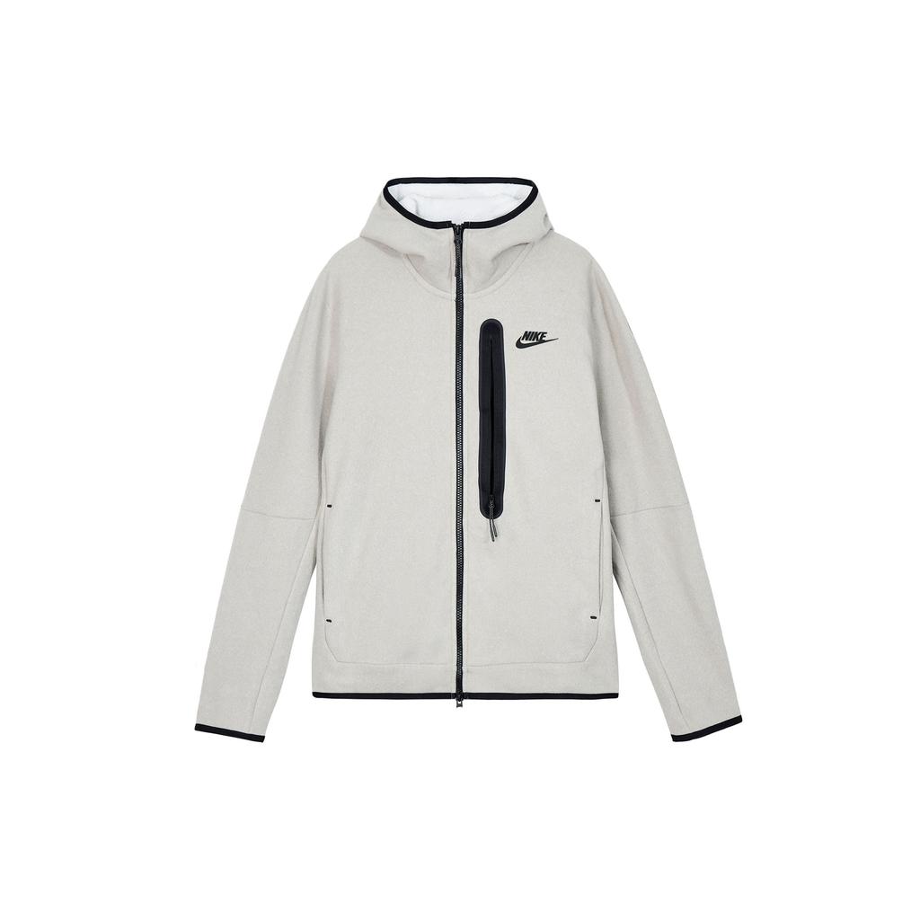 Nike Solid Color Print Logo Zip Hoodie Long Sleeve Sweatshirt Men Tops Pebble-Gray DQ4802-016