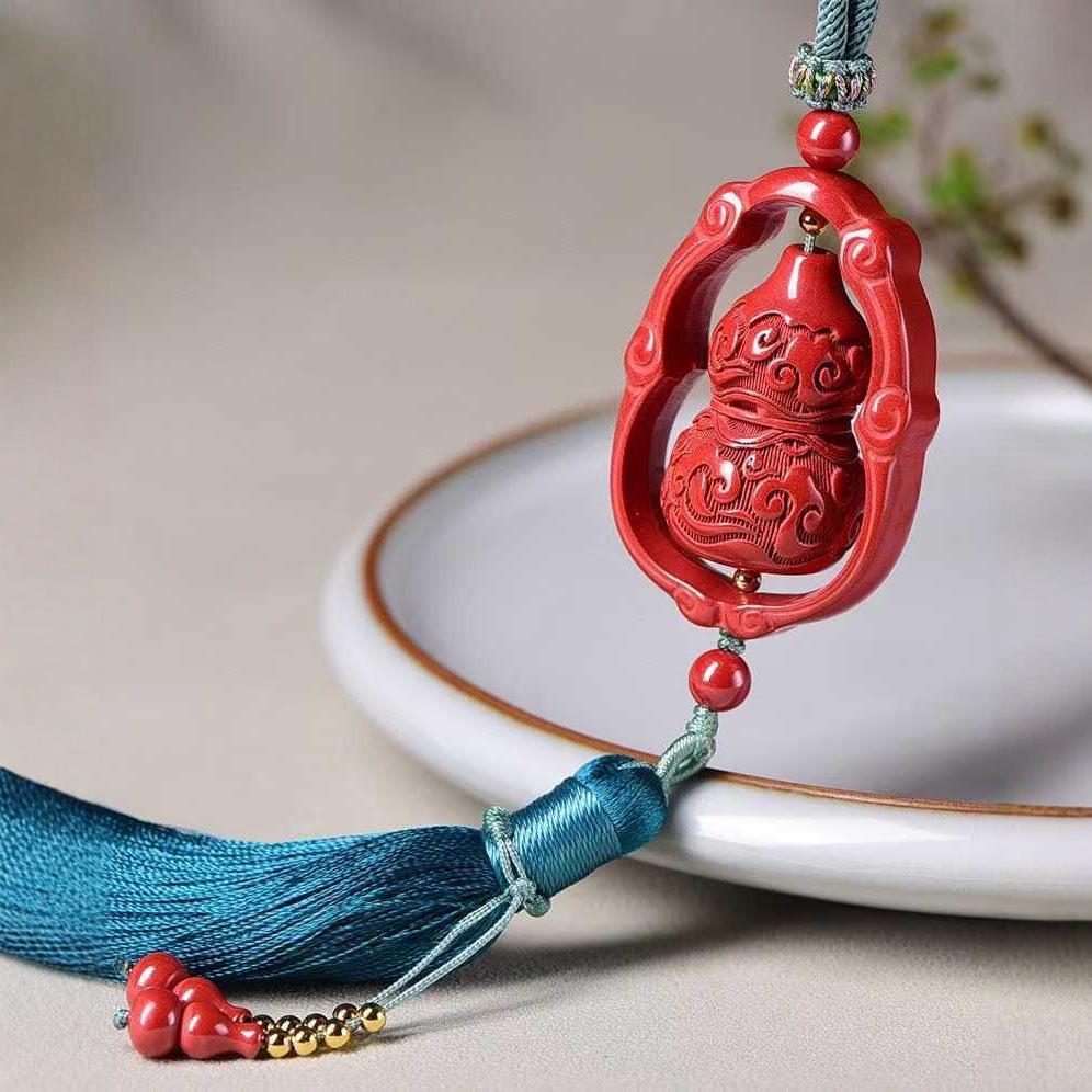 

Cinnabar Sand Gourd Rearview Mirror Pendant for Cars Purple Gold Sand