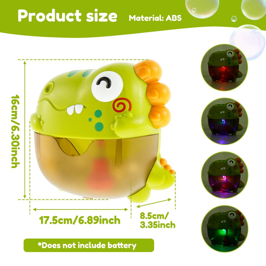 Dinosaur Bubble Machine Baby Bath Toys with Colorful LED Light Music Electric Soap Automatic Bubble Maker Children Bathroom Toy