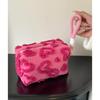 Plush Makeup Bags with Handle Soft Travel Cosmetic Storage Bag Portable Love Print Organizer Pencil Case Cute Clutch Pouch