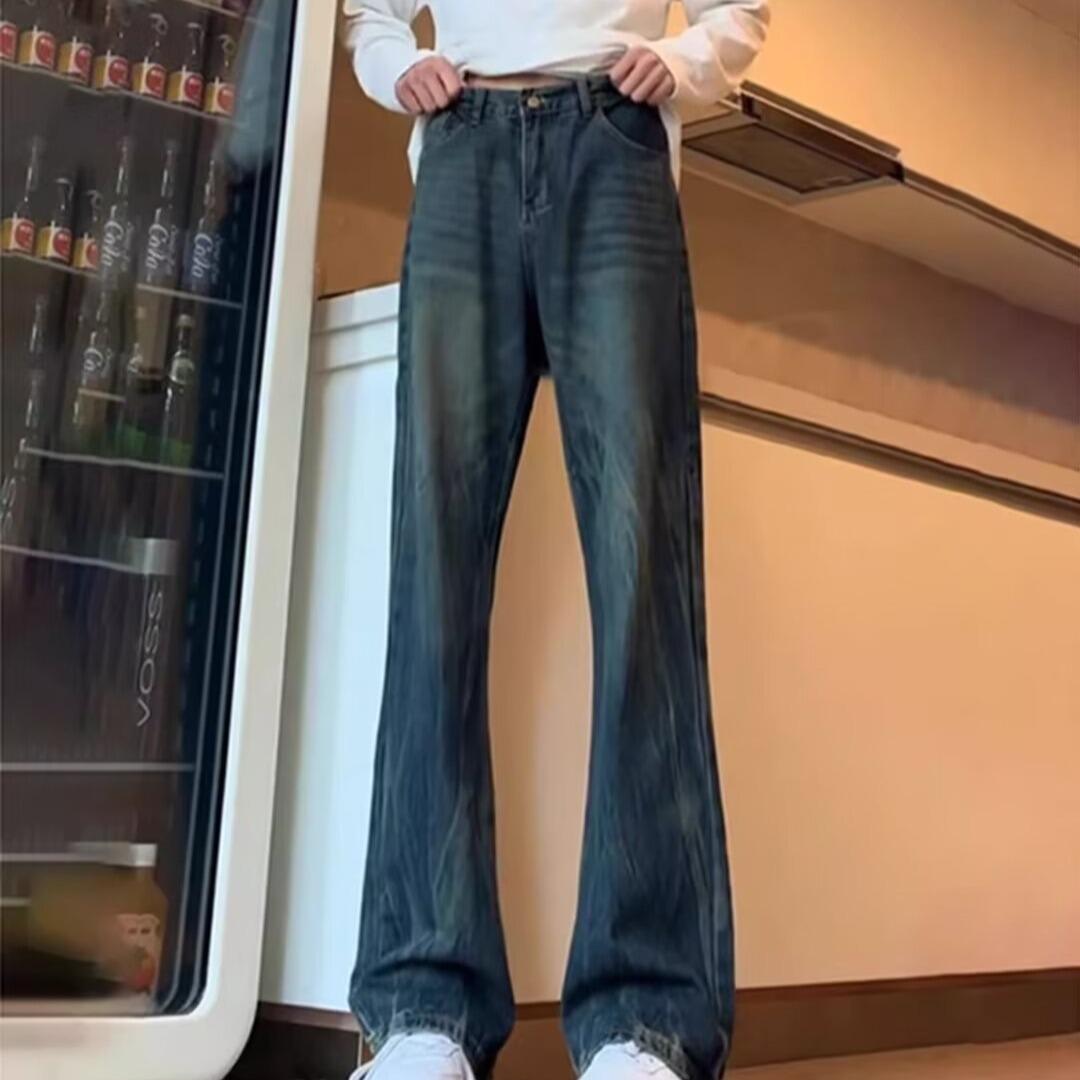 

Джинсы клеш JYL для мужчин с фактурой, для высоких, американский стиль, узкие, с необработанным краем, джинсовые брюки S