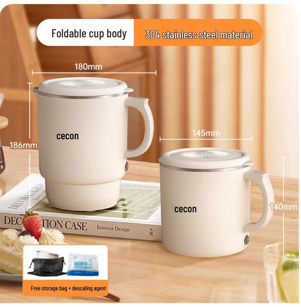 Xike Compact Folding Electric Kettle, Mini 304/316 Stainless Steel, Keep Warm Feature, Portable Design