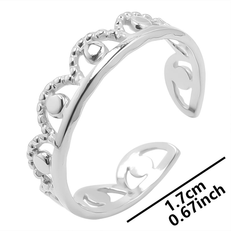 1pcs Crown Heart Shell Charm Ring Two/Three Layered Adjustable Stainless Steel Rings For Women Men Accessories Vintage Jewelry