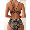 Leopard Print One-Piece Swimsuit Side Cutout Tie Slimming Beach Vacation Swimwear