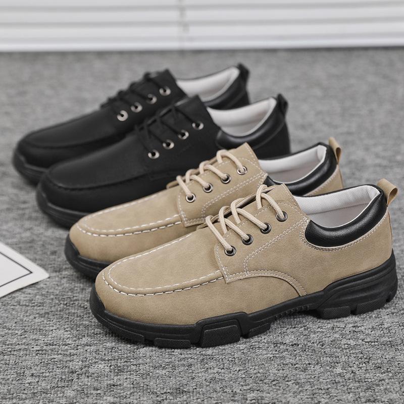 Hot Men Ankle Boot Trendy Men's Casual Shoes Low-top Versatile Man Work Footwear Comfortable Non-slip Men Leather Shoes 2024 New