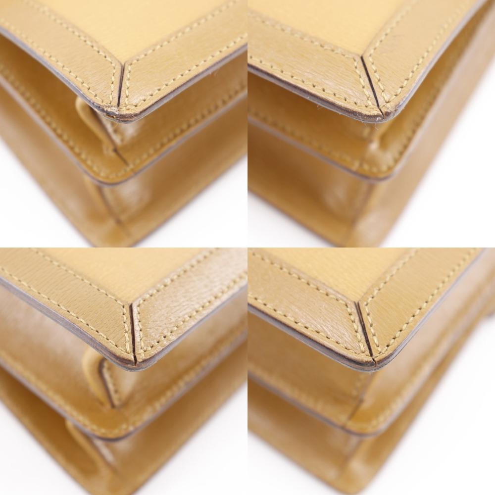 Gucci G Buckle Shoulder Bag 001.4140 Brown Calfskin Women Used