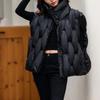 Gilet Spesso da Donna Tessuto a Maglia Quadrata da Donna Collo Alto Caldo Gilet Casual Oversize Caldo Piumino Bolla Senza Maniche Giacca