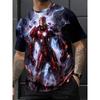 Summer Men's 3D Printed Marvel Avengers League Iron Man T-shirt - Street Round Neck Loose Short Sleeve Adult Sports Shirt