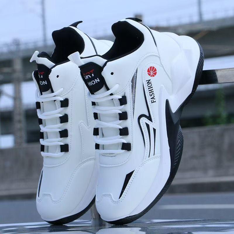 Men's High-Top Mesh Basketball Shoes, Breathable Non-Slip Sports Sneakers for Spring/Summer - Versatile White Running Shoes for Students