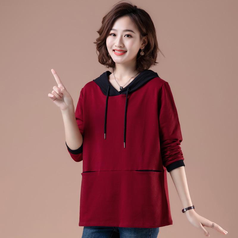 Women's Plus Size Velvet Hooded Sweatshirt - 2025 Autumn/Winter Mid-Aged & Sister Collection