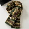 New Autumn Winter Fair Isle Scarf for Women Retro Color Block Wool Blend Thick Warm Korean Atmosphere Neck Wrap