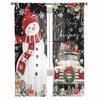 Christmas And Winter Snowman Poinsettia Curtains For Living Room Bedroom Home Decoration Window Voile Tulle Curtain Drapes