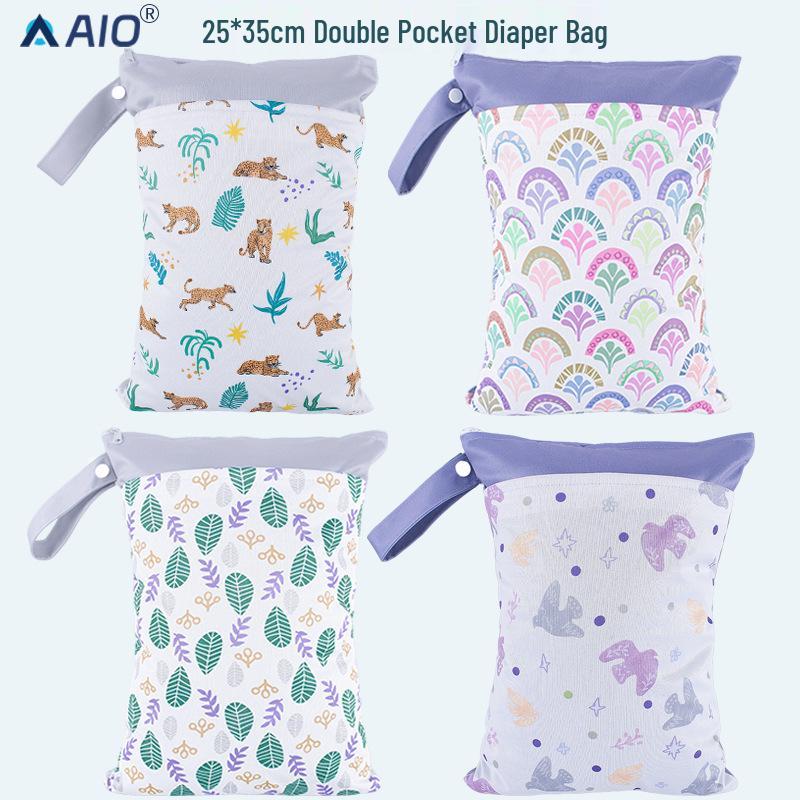 Cross-border Recycled Fabric Double Pocket Waterproof Wet/Dry Mother & Baby Bag