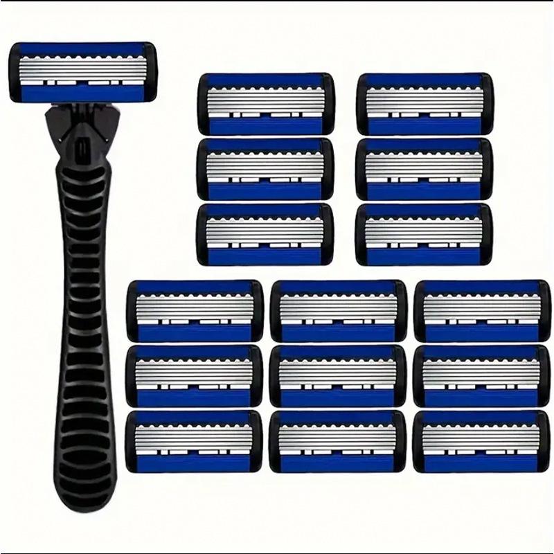 Lama de Ras Manuală Neagră cu Șase Straturi: Aparat de ras epilator din oțel inoxidabil lavabil