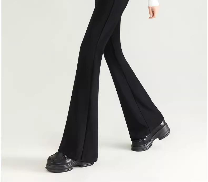 Petite Women's Black Micro-Flared High-Waisted Slimming Pants - New Spring 2025 Style