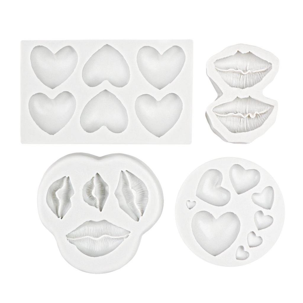 DIY Silicone Mold: 8-Cavity Heart & Lips for Chocolate, Fondant, and Epoxy Resin. Perfect for Valentine's Day Cake Decorations.
