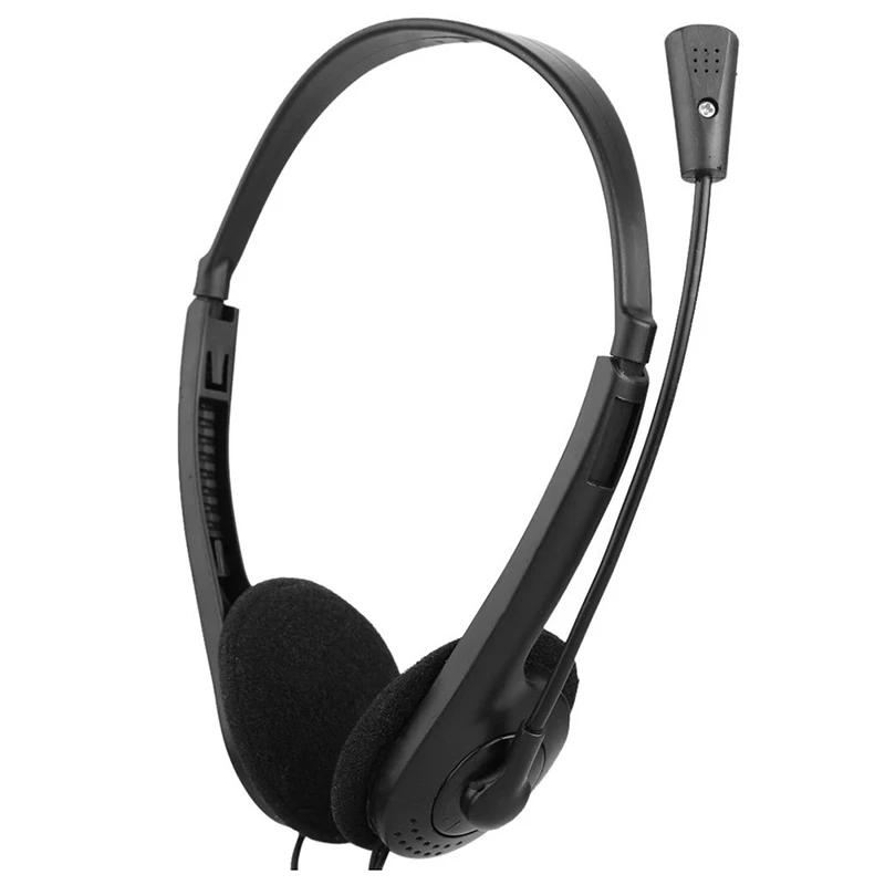 3.5mm Wired Headsets with Mic Operator Headphones Noise Reduction Earphone Adjustable Headband for Operator School Student