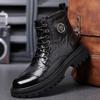 2024 Men Winter Shoes Male Warm Plush Fur Snow Boot Men's Motorcycle Boots High Quality Leather Lace Up Ankle Boots For Men