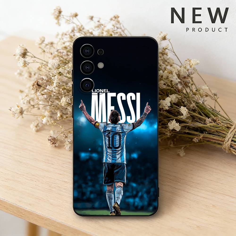 Fútbol L-Lionel m-Messi 10 Funda para Teléfono Para Samsung S26,25,24,23,22,30,21,10,9,Ultra,Plus,Lite Negra Suave