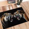 Crystal Velvet Tigers Roaring at Each Other in The Dark Print Rug Bedroom Living Room Home Decoration Rug Non-Slip Mat