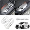 4pcs Armrest Window Rise Lift Control Switch Panel Cover for Peugeot 2008 2020 - 2022 LHD Door Lock Decoration Trim Accessories LHD