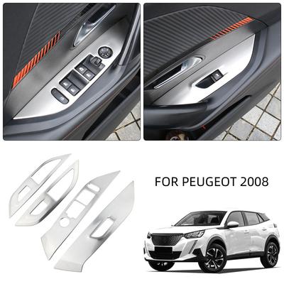 4ks Kryt panelu spínače ovládání zvedání oken loketní opěrky pro Peugeot 2008 2020 - 2022 LHD Dekorativní lišta pro zamykání dveří LHD