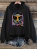 Women'S Retro Psychedelic Alien UFO Print Hoodie Casual Long Sve Hooded with Pockets Trippy Festival Streetwear Top Women's Oversi