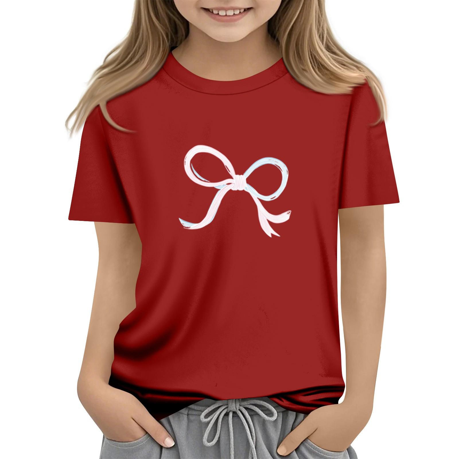 

Children s Daily Casual Short-sleeved Printed Tops T-shirt 160 червоний