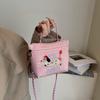Embroidered dog handbag made of nylon for women; Japanese-style casual bag for commuting and going out; versatile single shoulde
