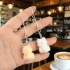 Kawaii Plush Cute Cat Keychain Flocking Animal Pendant Phone Lanyard Hanging Keycord Charm Key Chains DIY Accessories Girl Gifts