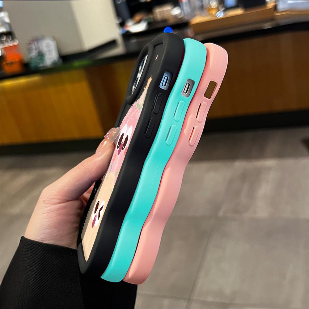 Pentru Infinix Hot 40i 30i Smart 8 OPPO A18 A38 A58 A60 A78 Reno12 FS Vivo Y18 Y28 Y36 Y22s Y17s Husă de Telefon Drăguță cu Model Cartoon, Silicon Moale, Margine Ondulată