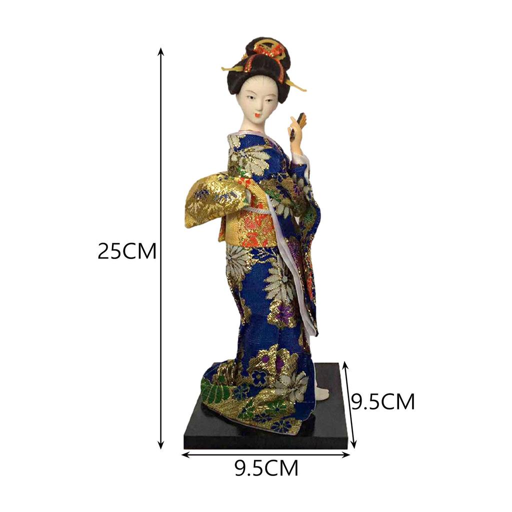 Asian Statue 9 inch Ornament Collectible Figurine Japanese Kimono Geisha Doll for Entrance Bookshelf Bedroom Table Cabinet