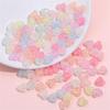 TX23 70pcs 10x9mm Candy Color Petite Acrylic Minimalist Inner Peach Heart Charm Bead DIY Handmade Jewelry Bracelet Accessories
