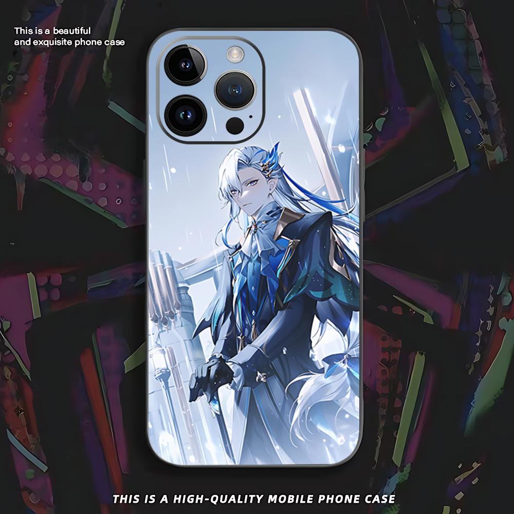 Genshin Impact Neuvillette Phone Case For iPhone 16 16e 15 14 13 12 11 XS XR Plus Mini Pro Max Soft Black Shockproof Cover