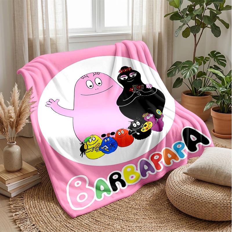 Barbapapa cartoonPrinted Flannel Blanket Cozy Skin-Friendly Warm Throw for Couch Bed Indoor Daily Use