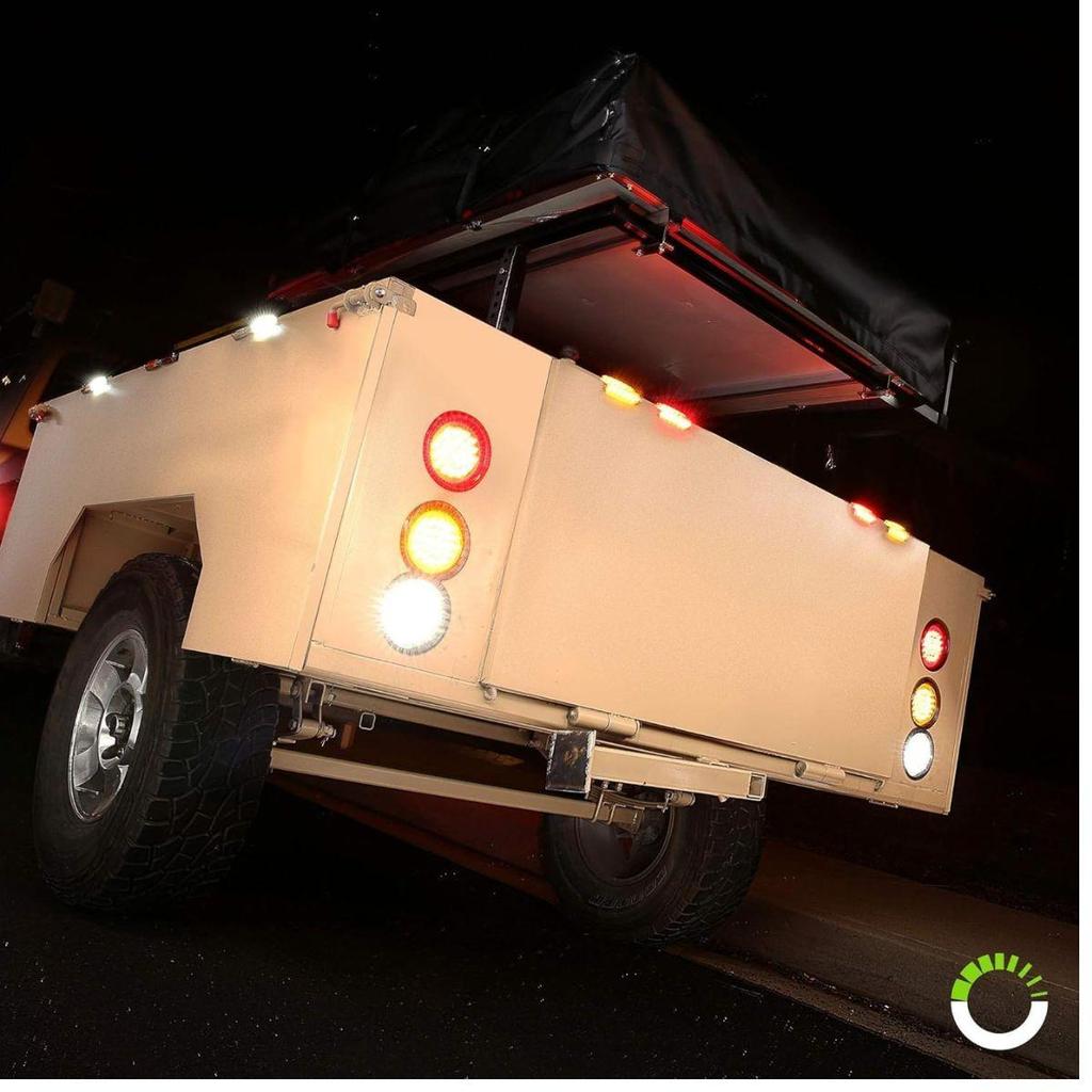 APSMOTIV Red/White/Amber 4" Round LED Trailer Tail Light Tail Brake Signal/Reverse Backup/Marker Lights Trucks Trailer RV Camper Dump Truck 24V