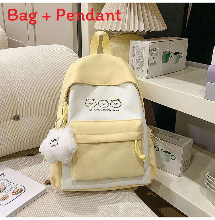 Girls Large Capacity Color Block Student Backpack With Nylon And Ergonomic Straps