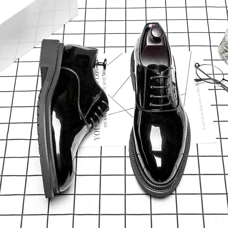 

Британская мода лакированная кожа повседневная мужская обувь остроносые деловые кожаные туфли модельные туфли A Piece 9706-B 44