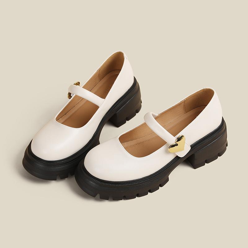 Retro Women's Muffin Thick-soled One-pedal Wind Small Leather Shoes Mary Jane Single Shoes