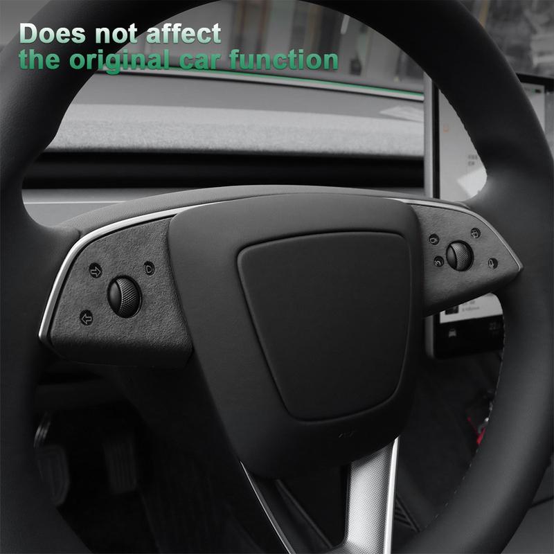 Italian Top Suede Steering Wheel Panel Trim Stickers for Tesla Model 3 Highland 2024-Up Decor Cover Car Interior Accessories