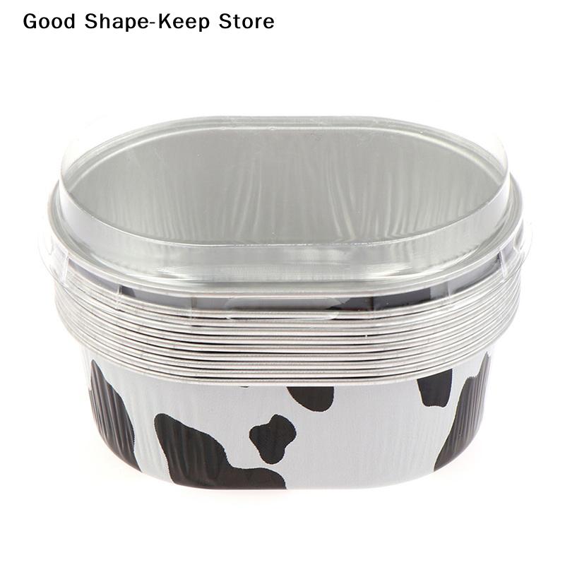 100Pcs 68ML Clear Lids Heat Resistant For Aluminum Foil Oval Non-Stick Baking Cups Cake Containers With Cakes