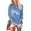 Spring and Autumn Round Neck Small Daisy Flower Pattern 3D Printed Top Fashionable Casual Long Sleeved Women's T-shirts