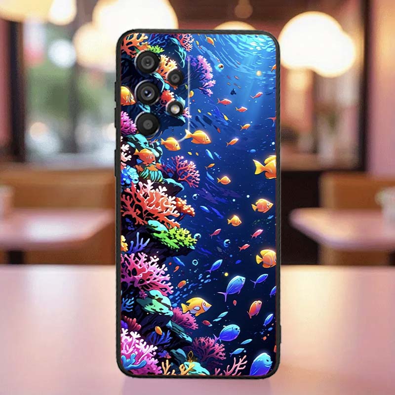 Cartoon Anime Turtle Elephant For Samsung A41 A35 A34 A33 A32 A25 A24 A23 A21s A06 A05 A04 A03 Note 10 20 Ultra 5G Black Case