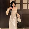 French Retro Flared Slimming Long Dress 2025 - Elegant New Design