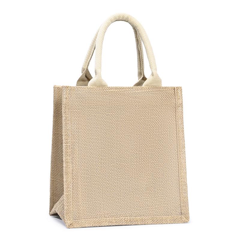 Durable Multi-Size Solid Color Linen Tote Bag - Hand-Painted Design