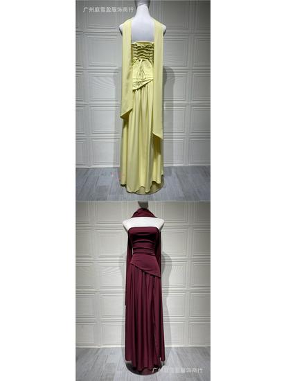 Chique Strapless Effen Kleur Maxi Jurk – Sexy Backless Design met Hoge Split