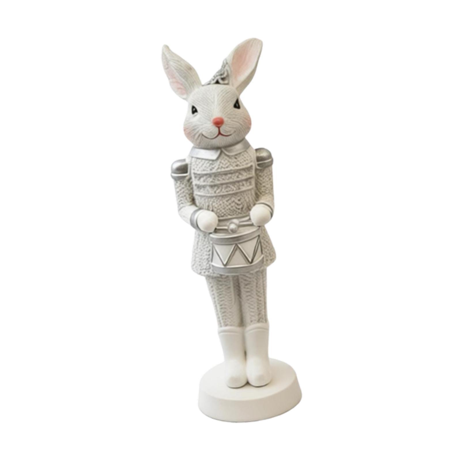 

Easter Bunny Figurine,Cute,Collectible Desk Ornament Creative Sulpture Spring Resin for Holiday Bedroom Home Living Room Cabinet