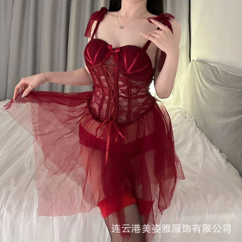 Cute versatile sexy underwear steel ring small chest gathering pure desire perspective suspender keel sex underwear